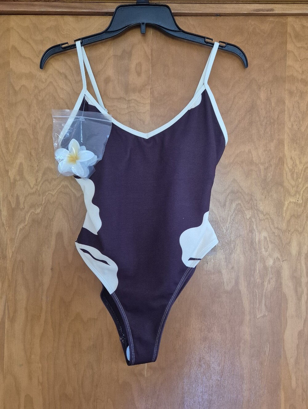 WILO the Label Women's One-Piece Swimsuit in Brown, size XS with Hair Accessorie